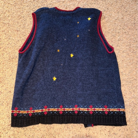 Vintage “Quacker Factory” Navy Christmas Knit Vest - Size 2X​ - Picture 2 of 5